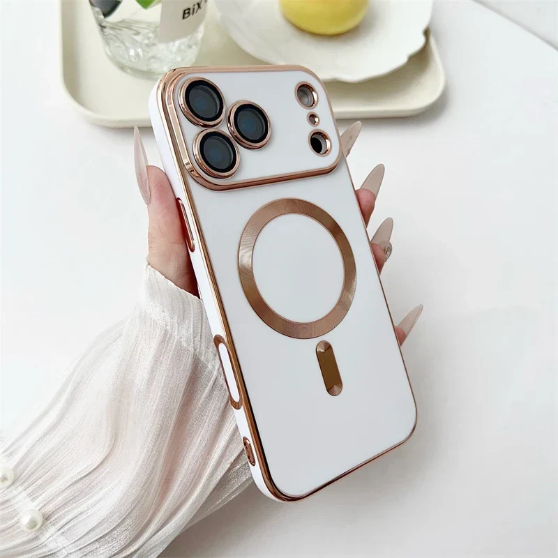 iPhone Hoesje met Cameralensbescherming en Magnetische Laadring Siliconen Beschermhoes voor iPhone 14 15 16 17 | Sansoti