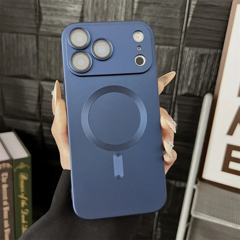 Magnetische iPhone Hoesje Mat Afwerking Camerabescherming 14 15 16 17 Pro Max Air Siliconen Telefooncase | Sansoti
