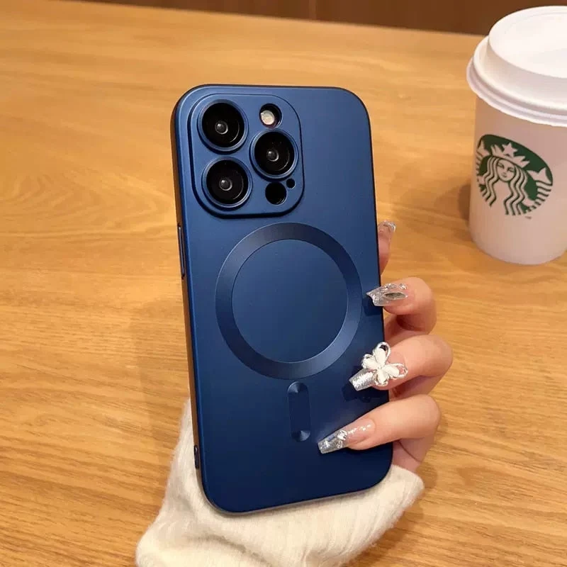 Magnetische iPhone Hoesje Mat Afwerking Camerabescherming 14 15 16 17 Pro Max Air Siliconen Telefooncase | Sansoti