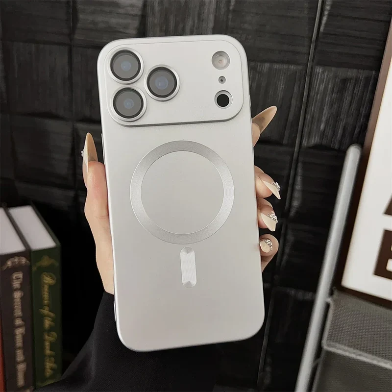 Magnetische iPhone Hoesje Mat Afwerking Camerabescherming 14 15 16 17 Pro Max Air Siliconen Telefooncase | Sansoti
