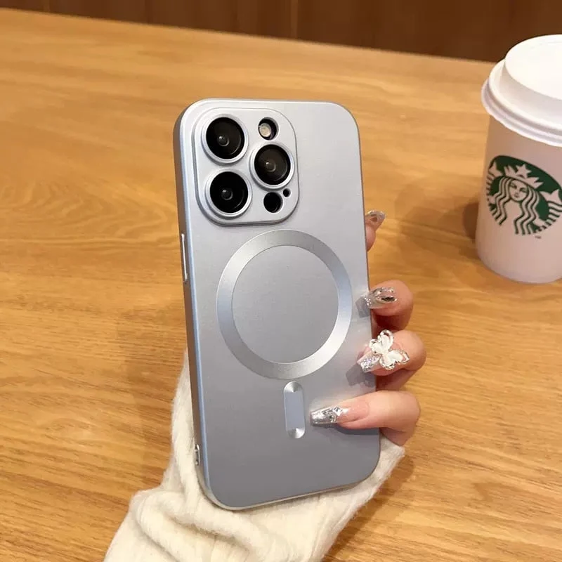 Magnetische iPhone Hoesje Mat Afwerking Camerabescherming 14 15 16 17 Pro Max Air Siliconen Telefooncase | Sansoti