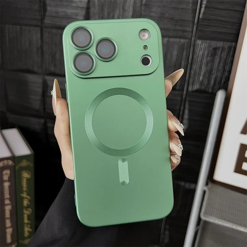 Magnetische iPhone Hoesje Mat Afwerking Camerabescherming 14 15 16 17 Pro Max Air Siliconen Telefooncase | Sansoti