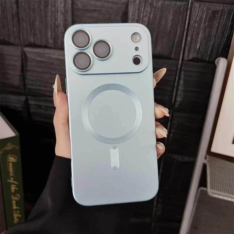 Magnetische iPhone Hoesje Mat Afwerking Camerabescherming 14 15 16 17 Pro Max Air Siliconen Telefooncase | Sansoti