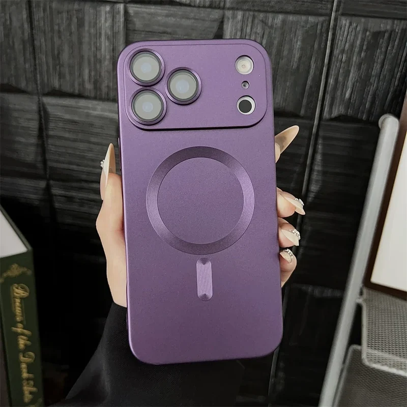 Magnetische iPhone Hoesje Mat Afwerking Camerabescherming 14 15 16 17 Pro Max Air Siliconen Telefooncase | Sansoti
