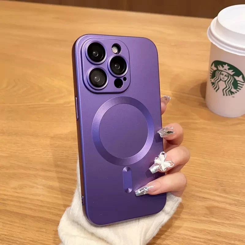 Magnetische iPhone Hoesje Mat Afwerking Camerabescherming 14 15 16 17 Pro Max Air Siliconen Telefooncase | Sansoti
