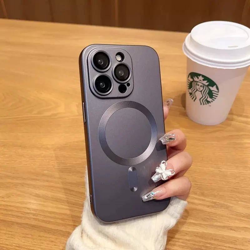 Magnetische iPhone Hoesje Mat Afwerking Camerabescherming 14 15 16 17 Pro Max Air Siliconen Telefooncase | Sansoti