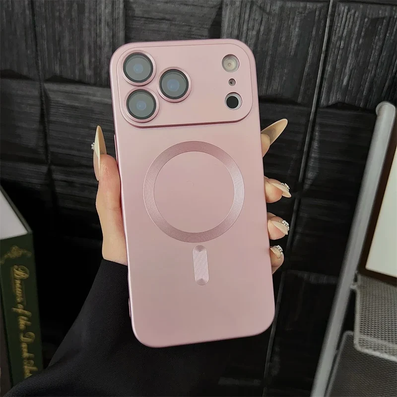Magnetische iPhone Hoesje Mat Afwerking Camerabescherming 14 15 16 17 Pro Max Air Siliconen Telefooncase | Sansoti