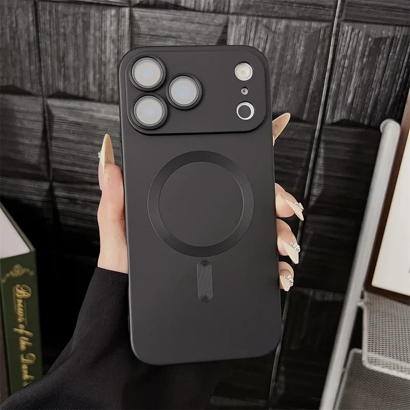 Magnetische iPhone Hoesje Mat Afwerking Camerabescherming 14 15 16 17 Pro Max Air Siliconen Telefooncase | Sansoti