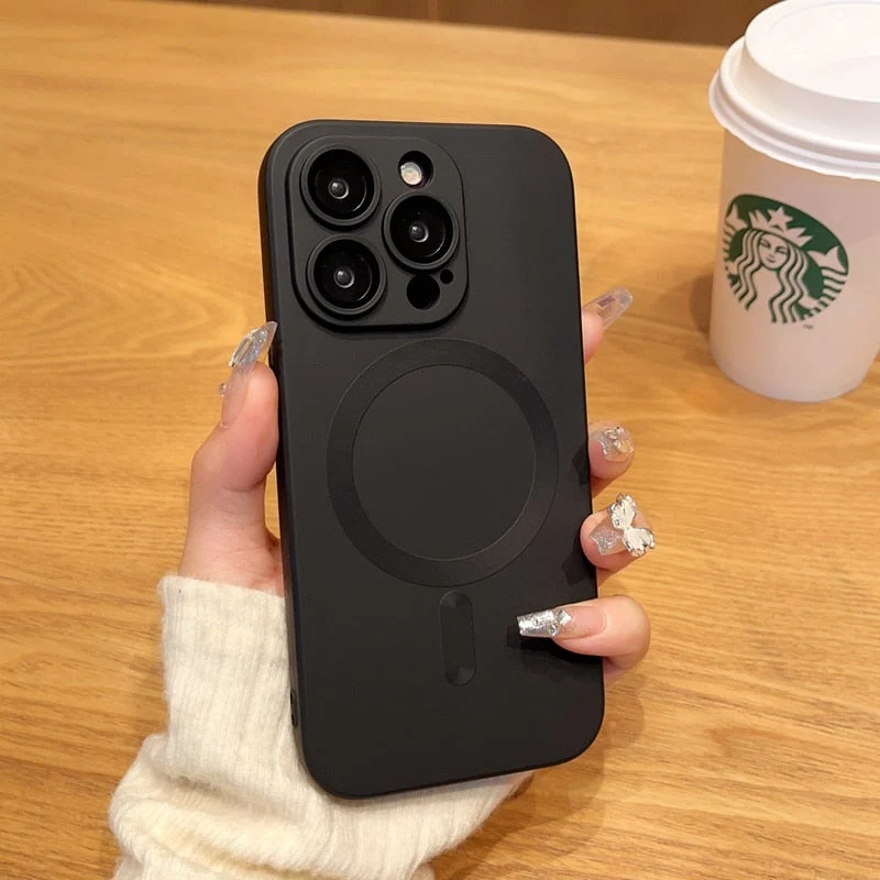 Magnetische iPhone Hoesje Mat Afwerking Camerabescherming 14 15 16 17 Pro Max Air Siliconen Telefooncase | Sansoti