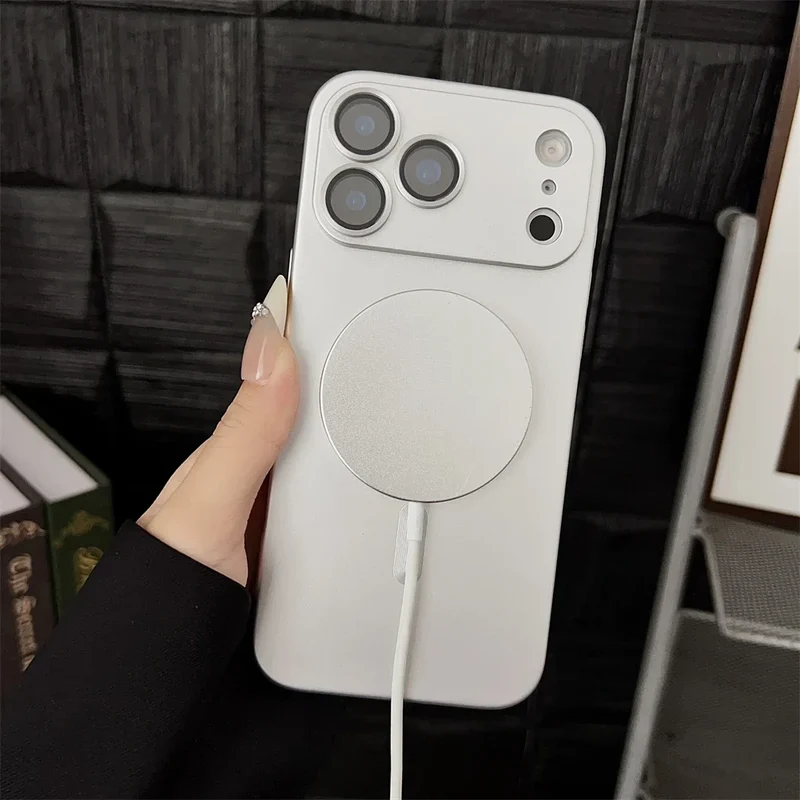 Magnetische iPhone Hoesje Mat Afwerking Camerabescherming 14 15 16 17 Pro Max Air Siliconen Telefooncase | Sansoti