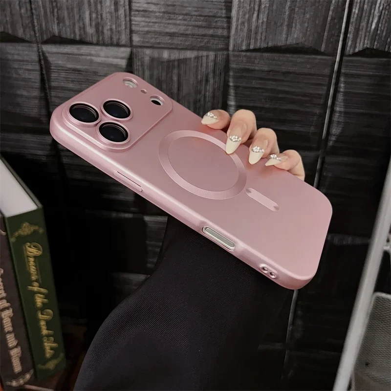 Magnetische iPhone Hoesje Mat Afwerking Camerabescherming 14 15 16 17 Pro Max Air Siliconen Telefooncase | Sansoti