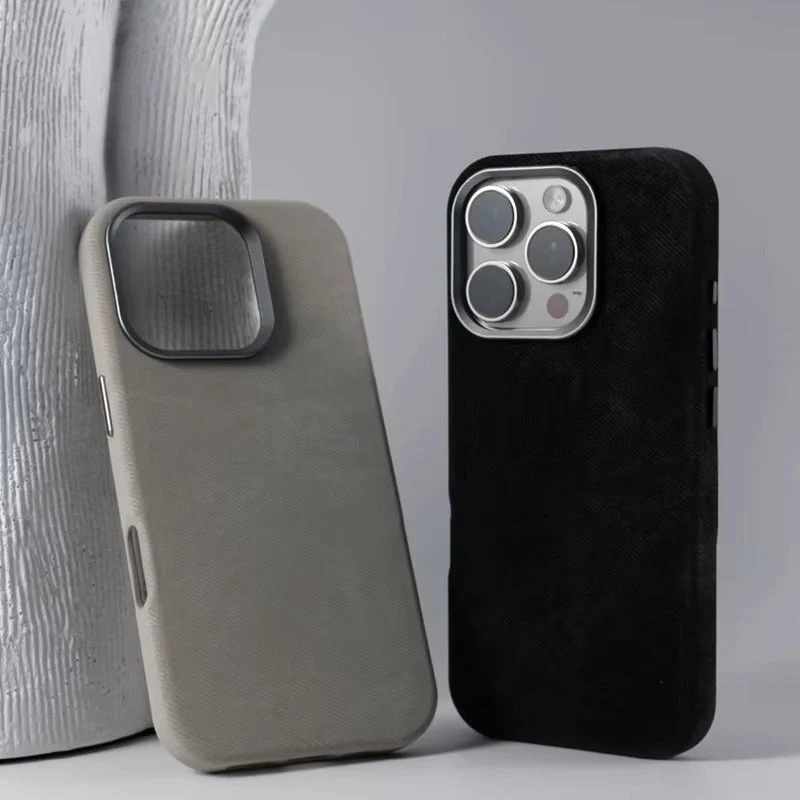 Polyester iPhone Hoesje met Denim-Look voor 13 tot 17 Draadloos Laden Compatibel Stevige Bescherming | Sansoti