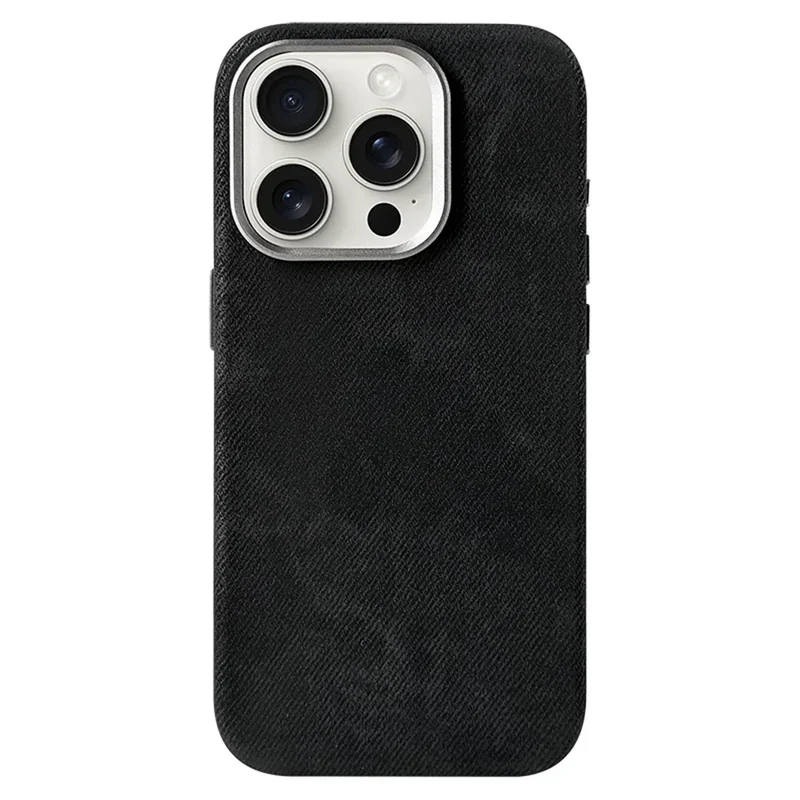 Polyester iPhone Hoesje met Denim-Look voor 13 tot 17 Draadloos Laden Compatibel Stevige Bescherming | Sansoti