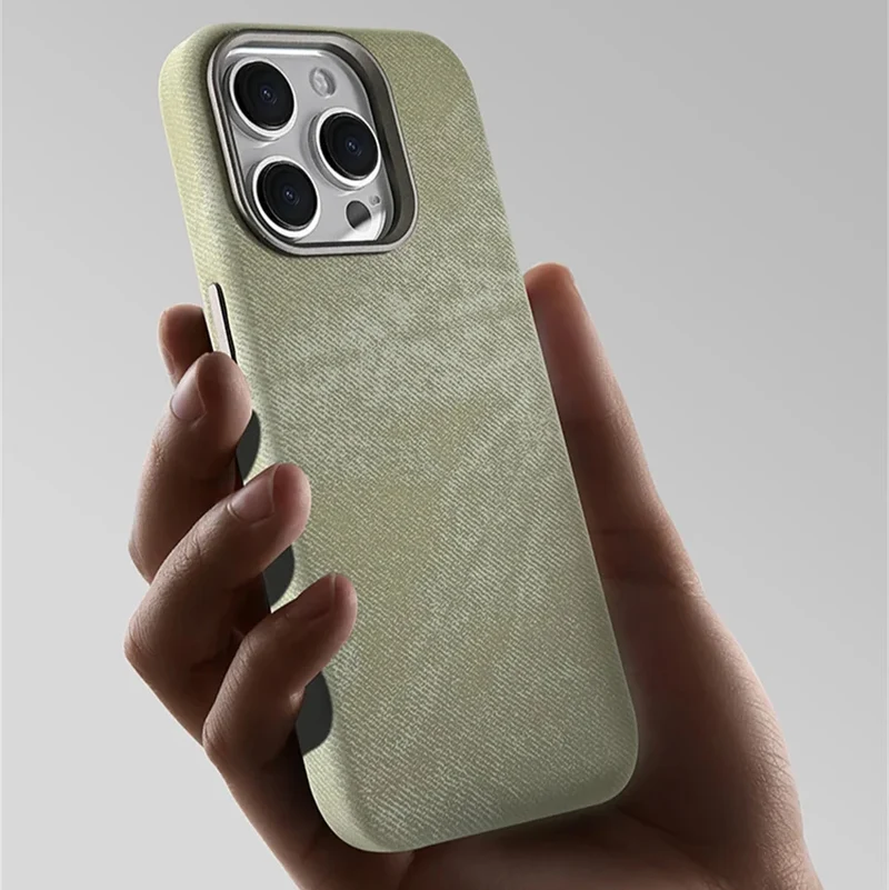 Polyester iPhone Hoesje met Denim-Look voor 13 tot 17 Draadloos Laden Compatibel Stevige Bescherming | Sansoti