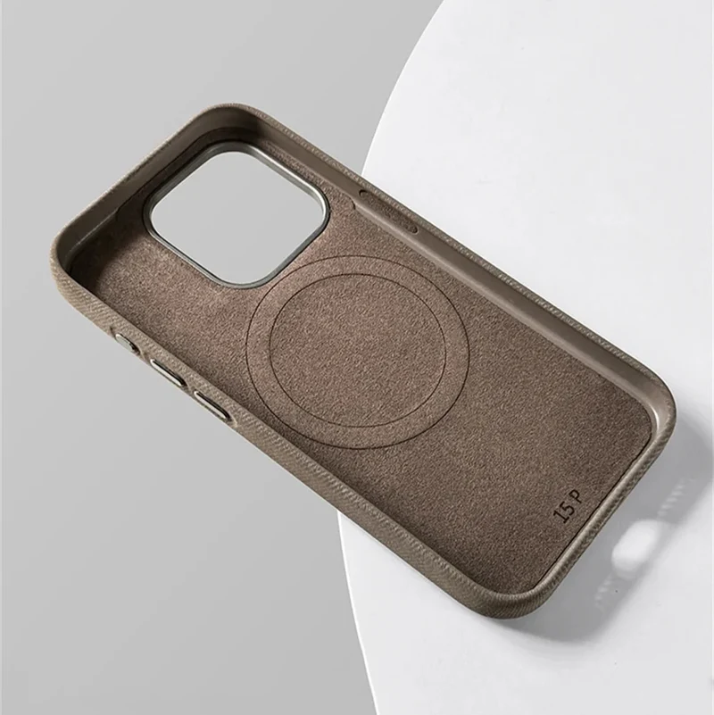 Polyester iPhone Hoesje met Denim-Look voor 13 tot 17 Draadloos Laden Compatibel Stevige Bescherming | Sansoti