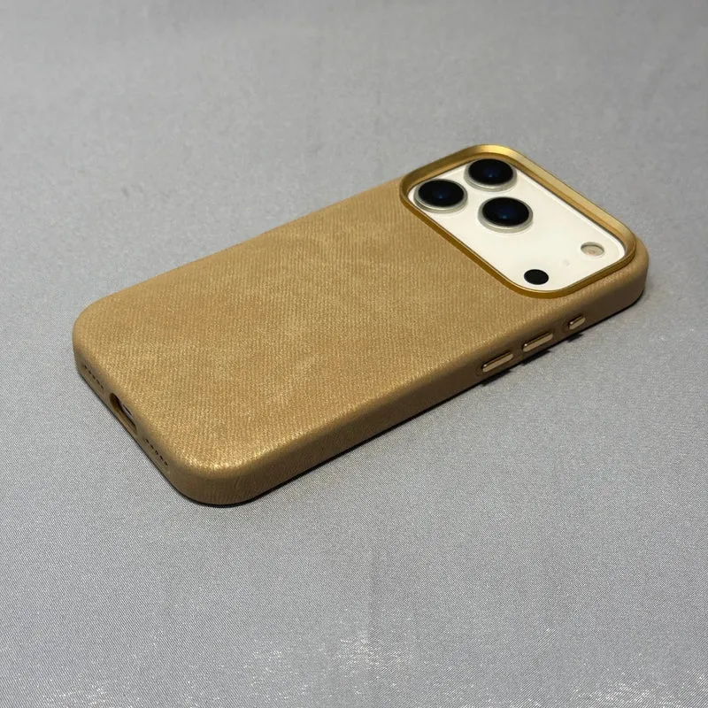 Polyester iPhone Hoesje met Denim-Look voor 13 tot 17 Draadloos Laden Compatibel Stevige Bescherming | Sansoti