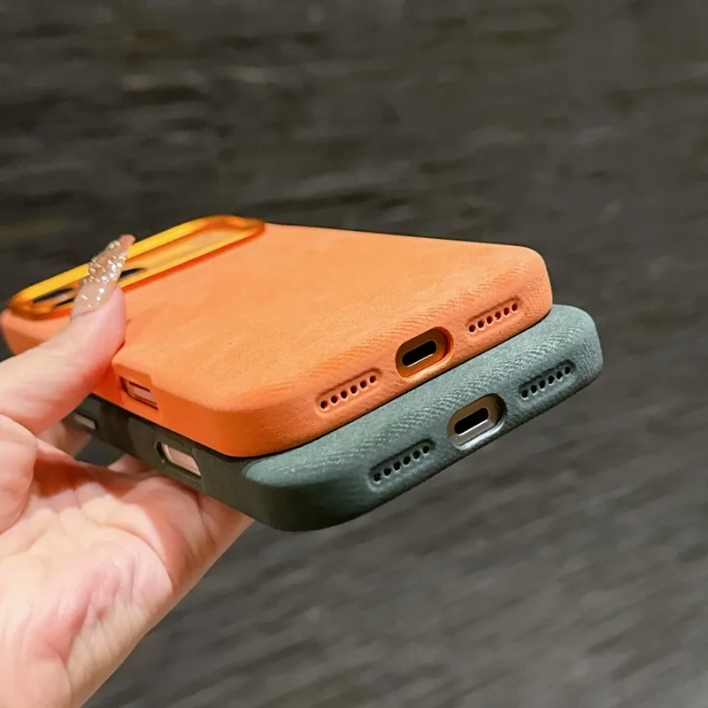 Polyester iPhone Hoesje met Denim-Look voor 13 tot 17 Draadloos Laden Compatibel Stevige Bescherming | Sansoti