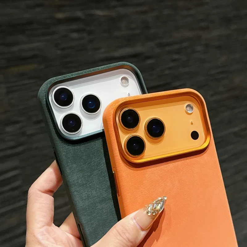Polyester iPhone Hoesje met Denim-Look voor 13 tot 17 Draadloos Laden Compatibel Stevige Bescherming | Sansoti