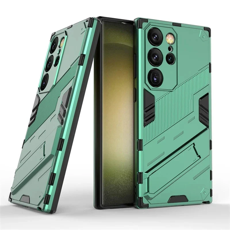 Schokbestendige Telefoonhoes Samsung Galaxy met Standaard Zwart Blauw Grijs Beschermhoes Smartphone Hoesje | Sansoti