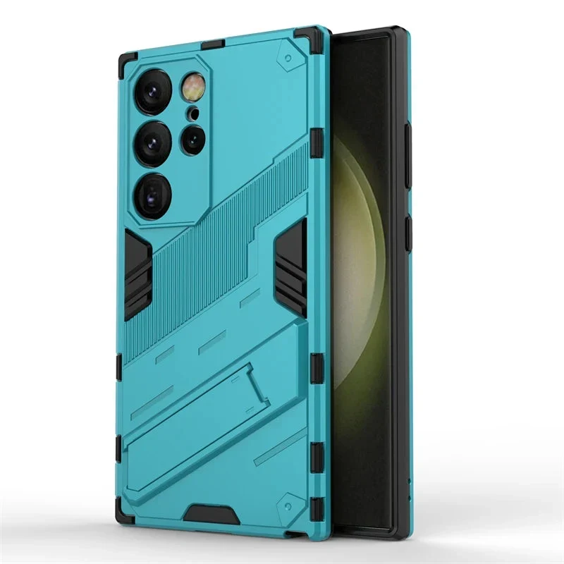Schokbestendige Telefoonhoes Samsung Galaxy met Standaard Zwart Blauw Grijs Beschermhoes Smartphone Hoesje | Sansoti
