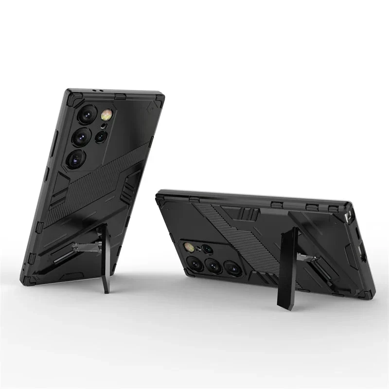 Schokbestendige Telefoonhoes Samsung Galaxy met Standaard Zwart Blauw Grijs Beschermhoes Smartphone Hoesje | Sansoti