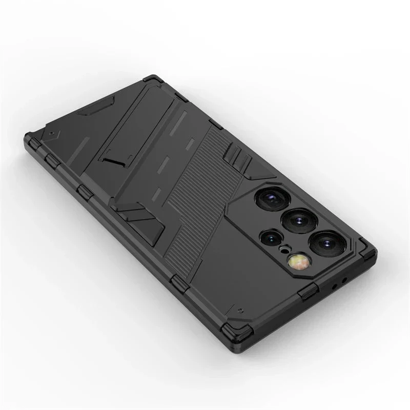 Schokbestendige Telefoonhoes Samsung Galaxy met Standaard Zwart Blauw Grijs Beschermhoes Smartphone Hoesje | Sansoti