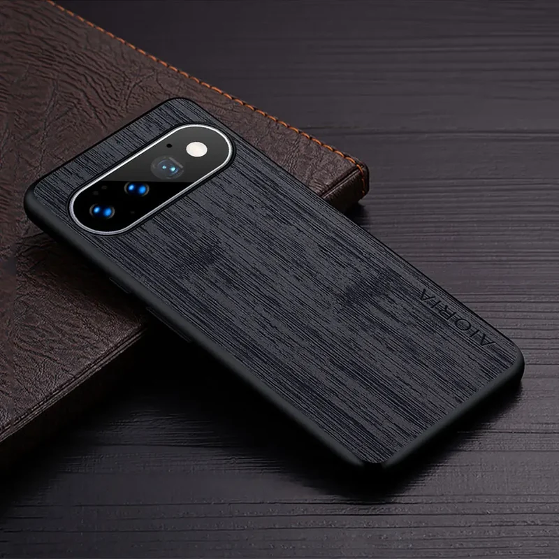 Google Pixel Hoesje Houtstructuur PU Leer Schokbestendig Beschermend Telefoonhoesje Zachte Grip 5 Kleuren | Sansoti