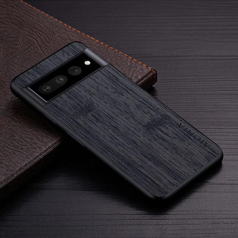 Google Pixel Hoesje Houtstructuur PU Leer Schokbestendig Beschermend Telefoonhoesje Zachte Grip 5 Kleuren | Sansoti