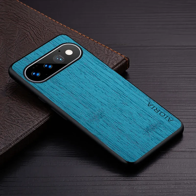 Google Pixel Hoesje Houtstructuur PU Leer Schokbestendig Beschermend Telefoonhoesje Zachte Grip 5 Kleuren | Sansoti