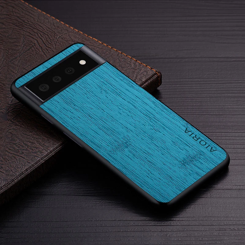 Google Pixel Hoesje Houtstructuur PU Leer Schokbestendig Beschermend Telefoonhoesje Zachte Grip 5 Kleuren | Sansoti