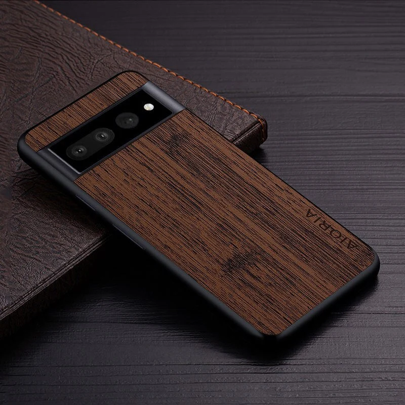 Google Pixel Hoesje Houtstructuur PU Leer Schokbestendig Beschermend Telefoonhoesje Zachte Grip 5 Kleuren | Sansoti
