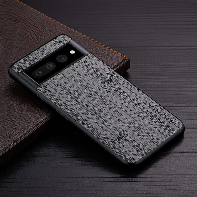 Google Pixel Hoesje Houtstructuur PU Leer Schokbestendig Beschermend Telefoonhoesje Zachte Grip 5 Kleuren | Sansoti