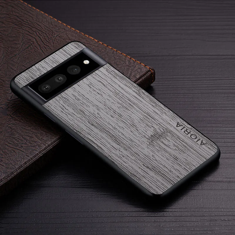 Google Pixel Hoesje Houtstructuur PU Leer Schokbestendig Beschermend Telefoonhoesje Zachte Grip 5 Kleuren | Sansoti