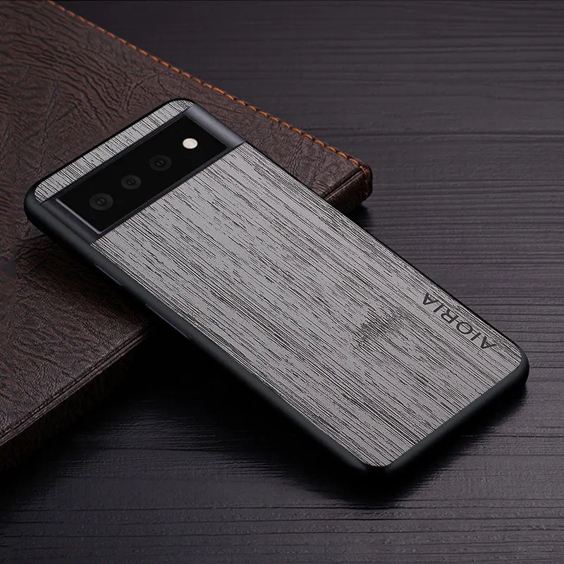 Google Pixel Hoesje Houtstructuur PU Leer Schokbestendig Beschermend Telefoonhoesje Zachte Grip 5 Kleuren | Sansoti