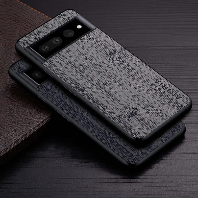 Google Pixel Hoesje Houtstructuur PU Leer Schokbestendig Beschermend Telefoonhoesje Zachte Grip 5 Kleuren | Sansoti