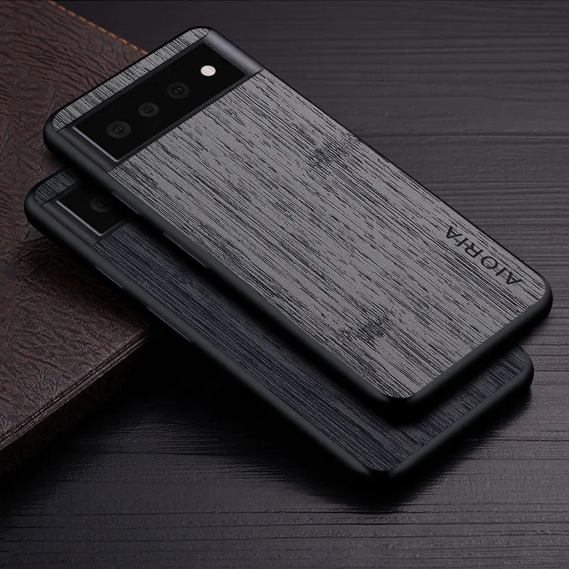Google Pixel Hoesje Houtstructuur PU Leer Schokbestendig Beschermend Telefoonhoesje Zachte Grip 5 Kleuren | Sansoti