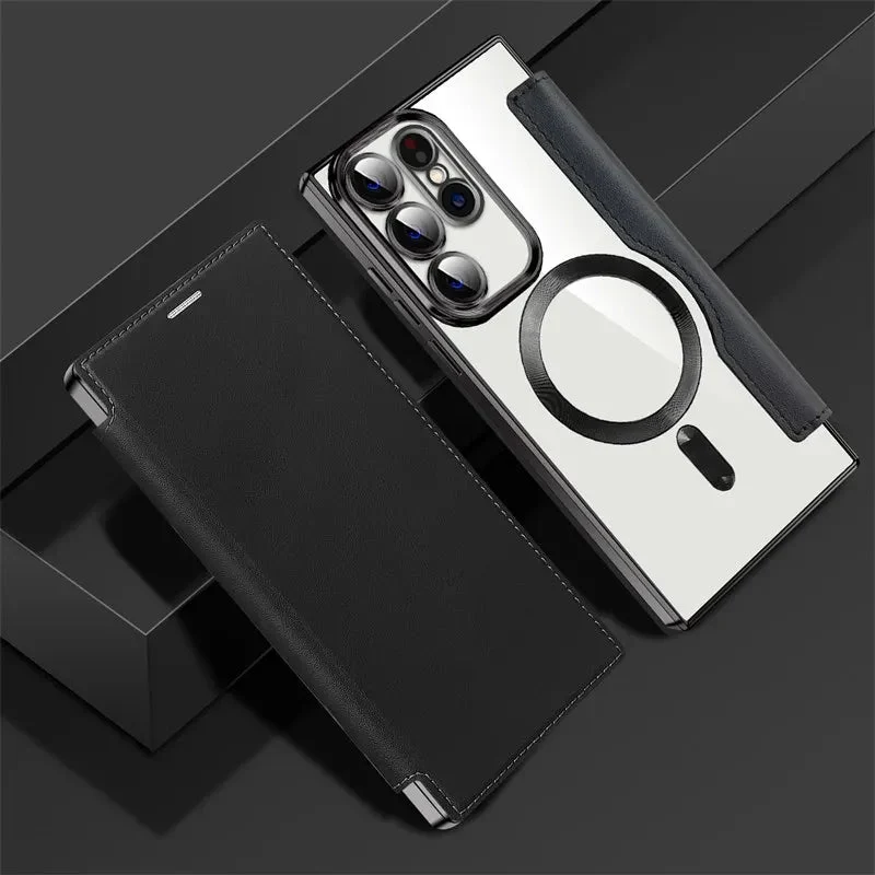 Doorzichtige Flipcase Portemonnee met Kaartvakjes Magnetische Sluiting voor Samsung Galaxy S22 S23 S24 S25 S26 Ultra | Sansoti