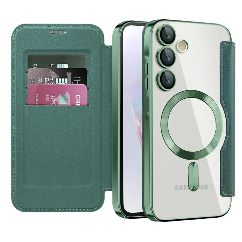 Doorzichtige Flipcase Portemonnee met Kaartvakjes Magnetische Sluiting voor Samsung Galaxy S22 S23 S24 S25 S26 Ultra | Sansoti