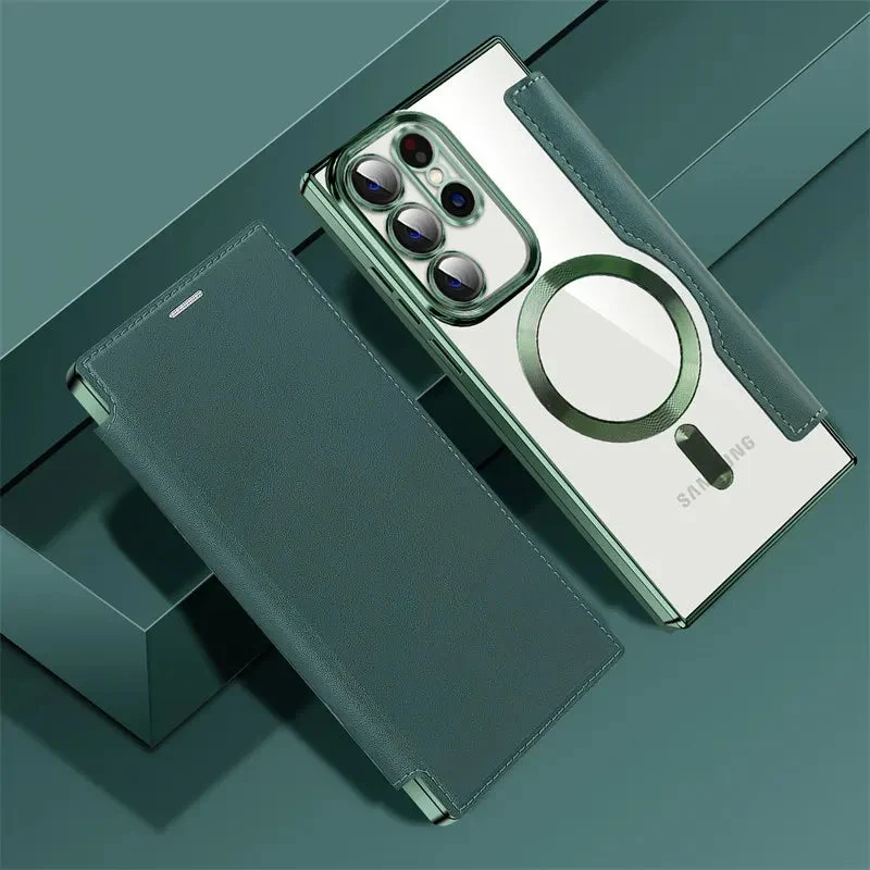 Doorzichtige Flipcase Portemonnee met Kaartvakjes Magnetische Sluiting voor Samsung Galaxy S22 S23 S24 S25 S26 Ultra | Sansoti