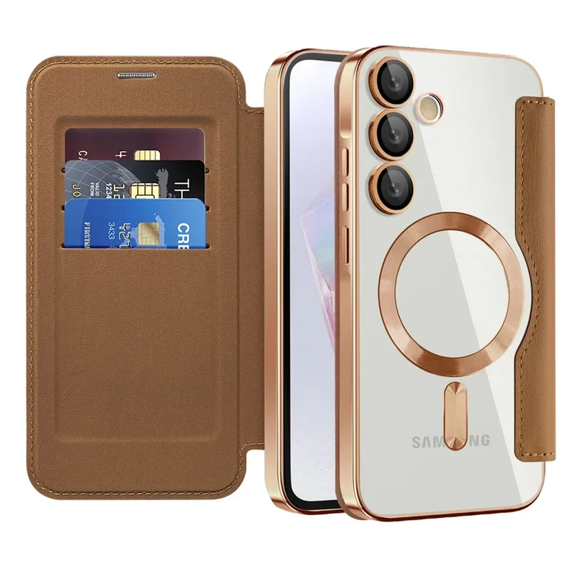 Doorzichtige Flipcase Portemonnee met Kaartvakjes Magnetische Sluiting voor Samsung Galaxy S22 S23 S24 S25 S26 Ultra | Sansoti