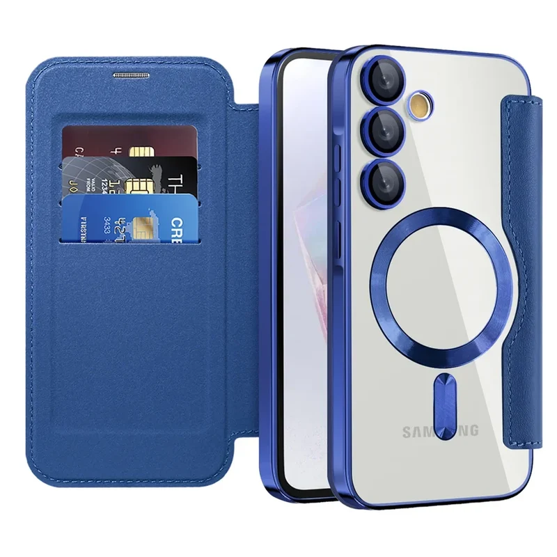 Doorzichtige Flipcase Portemonnee met Kaartvakjes Magnetische Sluiting voor Samsung Galaxy S22 S23 S24 S25 S26 Ultra | Sansoti