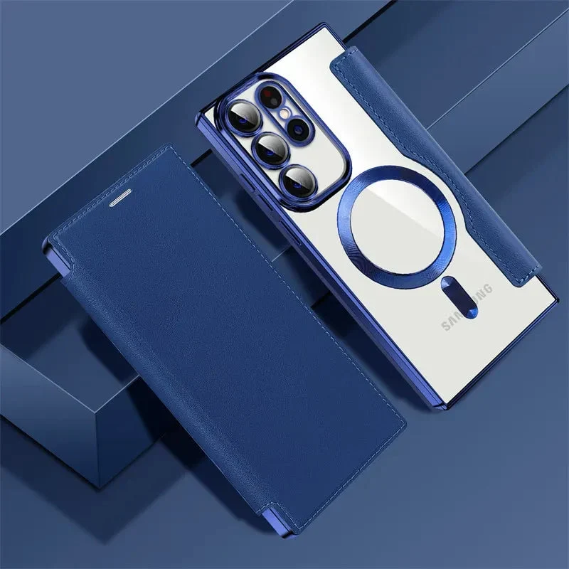 Doorzichtige Flipcase Portemonnee met Kaartvakjes Magnetische Sluiting voor Samsung Galaxy S22 S23 S24 S25 S26 Ultra | Sansoti
