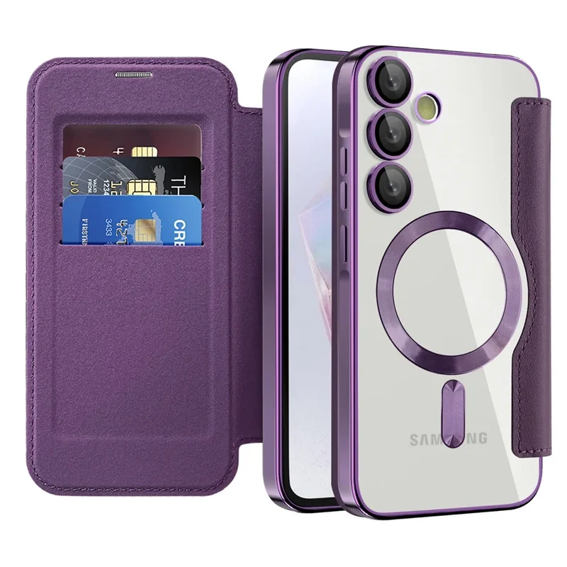 Doorzichtige Flipcase Portemonnee met Kaartvakjes Magnetische Sluiting voor Samsung Galaxy S22 S23 S24 S25 S26 Ultra | Sansoti