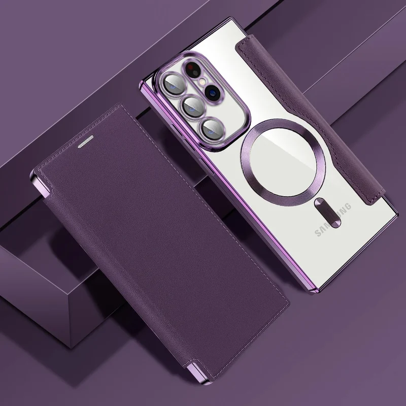Doorzichtige Flipcase Portemonnee met Kaartvakjes Magnetische Sluiting voor Samsung Galaxy S22 S23 S24 S25 S26 Ultra | Sansoti