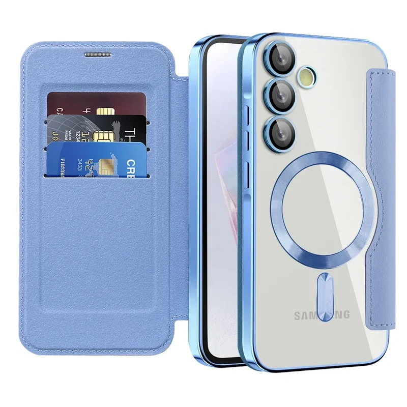Doorzichtige Flipcase Portemonnee met Kaartvakjes Magnetische Sluiting voor Samsung Galaxy S22 S23 S24 S25 S26 Ultra | Sansoti