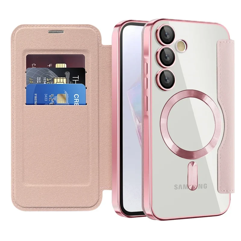 Doorzichtige Flipcase Portemonnee met Kaartvakjes Magnetische Sluiting voor Samsung Galaxy S22 S23 S24 S25 S26 Ultra | Sansoti