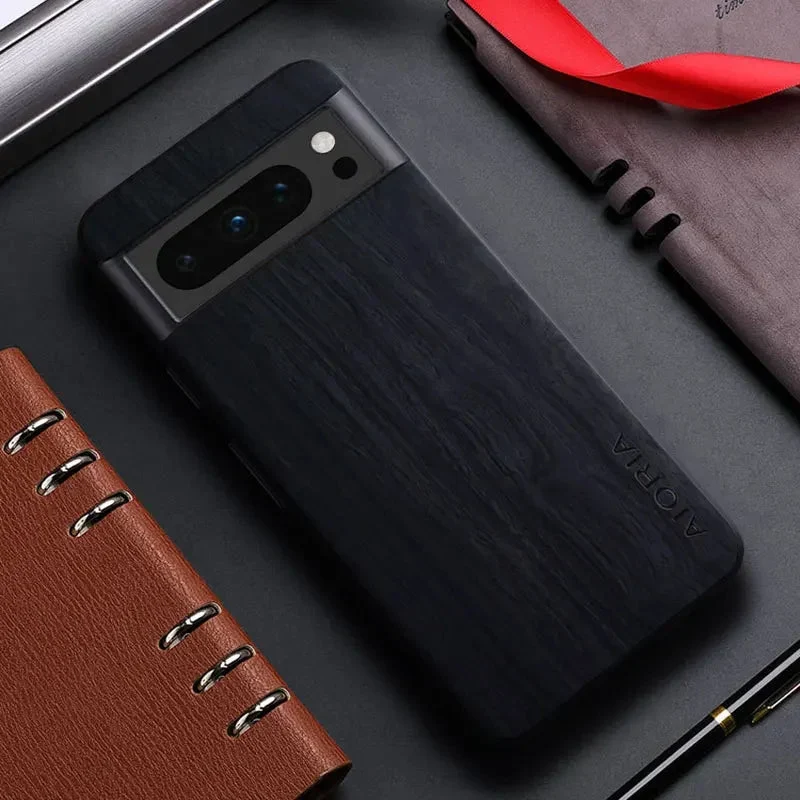 Houten Telefoonhoesje Google Pixel Schokabsorberend PU Leer Antislip Precisie Uitsnedes Optimale Bescherming | Sansoti