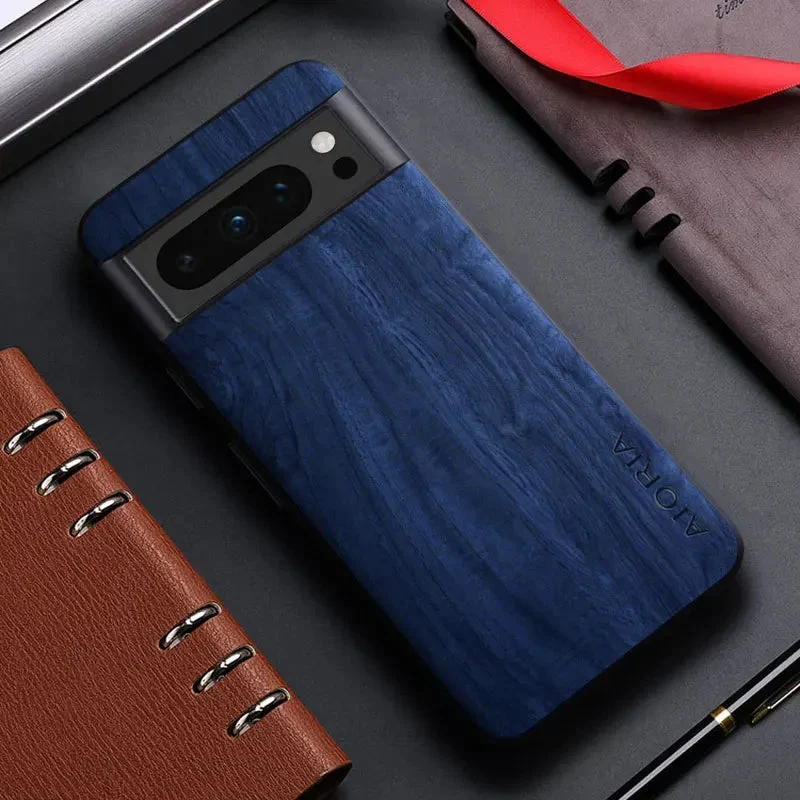 Houten Telefoonhoesje Google Pixel Schokabsorberend PU Leer Antislip Precisie Uitsnedes Optimale Bescherming | Sansoti