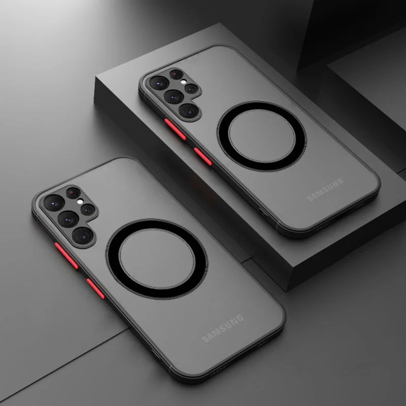 Magnetische Telefoonhoes Siliconen Samsung Galaxy Mat Afwerking Draadloos Laden Volledige Bescherming | Sansoti
