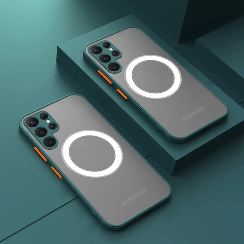 Magnetische Telefoonhoes Siliconen Samsung Galaxy Mat Afwerking Draadloos Laden Volledige Bescherming | Sansoti